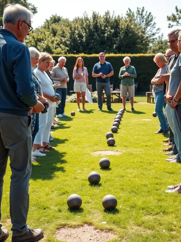 Image of young members of the Boulou Pluned Club receiving instruction in boule bretonne, emphasizing the club's commitment to youth development and the transmission of traditional skills.