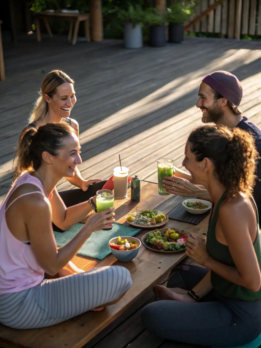 A candid shot of a social gathering organized by the BOULOU PLUNED CLUB, with members enjoying food, drinks, and conversation in a relaxed setting.
