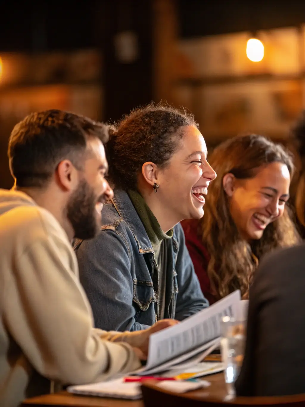 A group of BOULOU PLUNED CLUB members laughing and sharing a meal together after a boule competition, showcasing the club's friendly and social atmosphere.